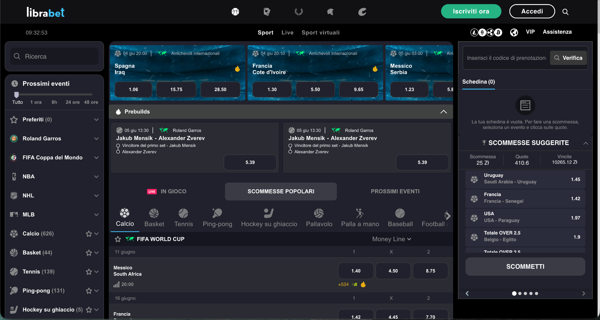 Screenshot della homepage di Librabet Casino