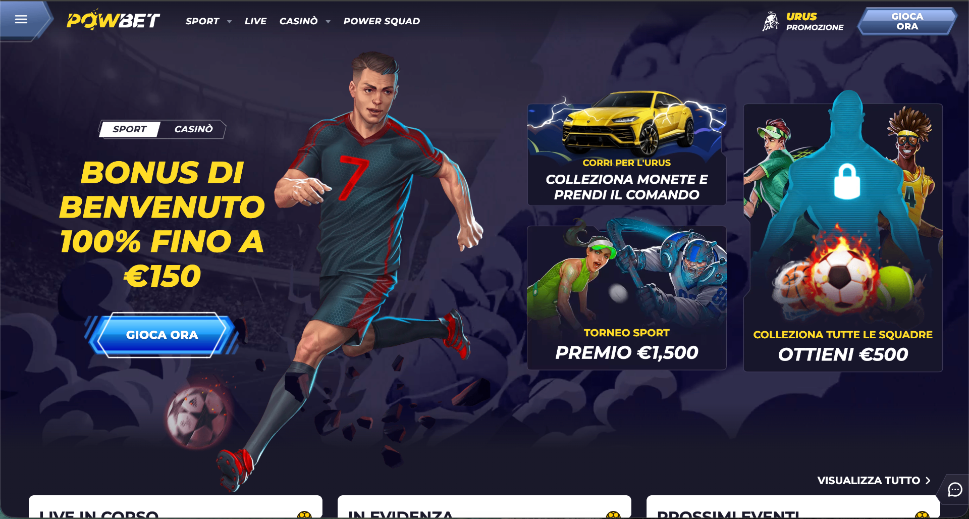 Screenshot della homepage di Powbet Casino